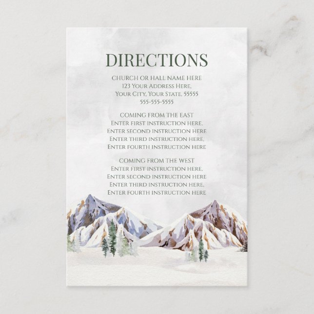 Rustic Winter Mountain Wedding Direction Insert Tilläggskort (Framsida)