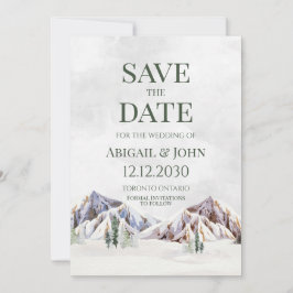 Rustic Winter Mountain Wedding Save the Date Card Spara Datumet