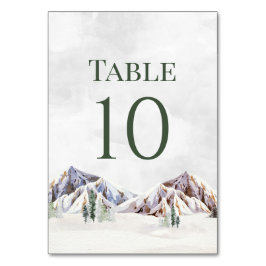 Rustic Winter Mountain Wedding Table Number Cards Bordsnummer