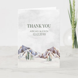 Rustic Winter Mountain Wedding Thank You Card Tack Kort