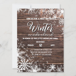 Rustic Winter onederland 1:a födelsedagen Inbjudningar