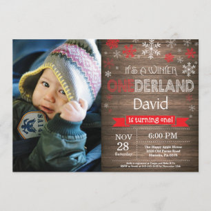Rustic Winter Onederland 1:a födelsedagsinbjudan Inbjudningar