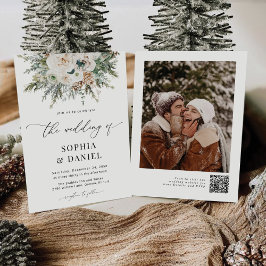 Rustic Winter Pinecone Wedding bjudande Spara Datumet