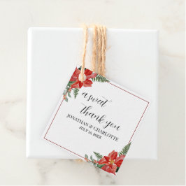 Rustic Winter Poinsettia Red Christmas Wedding Gåvor Etiketter