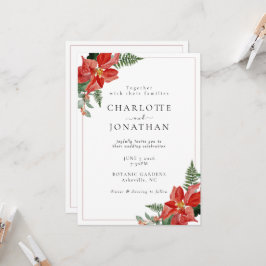 Rustic Winter Poinsettia Red Christmas Wedding Inbjudningar