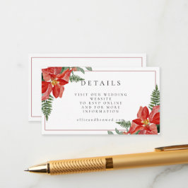 Rustic Winter Poinsettia Red Christmas Wedding Tilläggskort