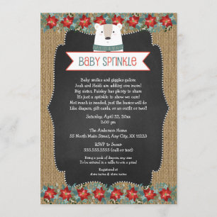 Rustic Winter Polar Bear Baby Sprinkle inbjudan