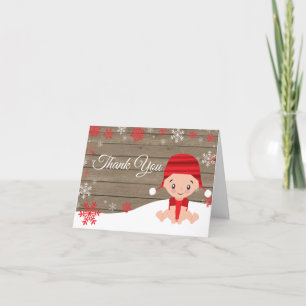 Rustic Winter Red Snowflake Baby Tack Kort