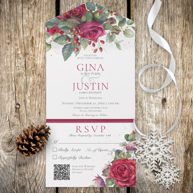 Rustic Winter Red Vin Ro QR-kod (Skapare uppladdad)
