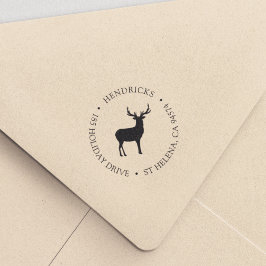 Rustic Winter Reindeer Return Address Självfärgande Stämpel