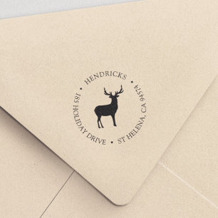 Rustic Winter Reindeer Return Address Självfärgande Stämpel