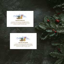 Rustic Winter Sleigh Bear Books For Baby Shower Tilläggskort
