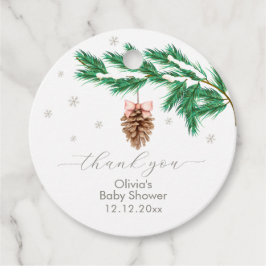 Rustic Winter Snowflake Pine cone Baby Shower  Gåvor Etiketter