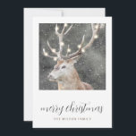 Rustic Winter Stag String Ljus julkort Inbjudningar<br><div class="desc">En serenvintag på vintern snö med ljus på antlarna och god jul i ett typsnitt. Ett modernt,  snyggt hälsningskort för helgdagarna.</div>