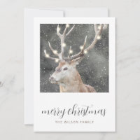 Rustic Winter Stag String Ljus julkort