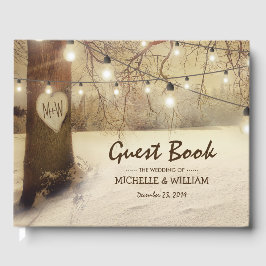 Rustic Winter Träd jul Ljus Bröllop Gästböcker