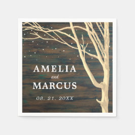 Rustic Winter Träd Mörk Wood Bröllop Pappersservett