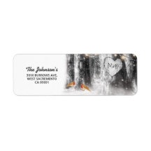 Rustic Winter Träd Returadress
