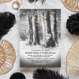 Rustic Winter Träd & String Ljus Bröllop Inbjudningar