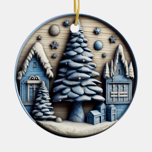 Rustic Winter Village Ornament (Framsidan)
