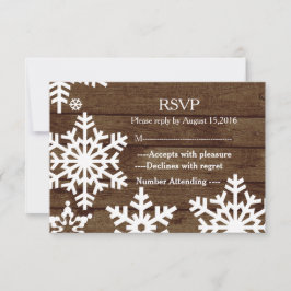 Rustic Winter Wedding Barn Wood Snöflingor OSA Kort
