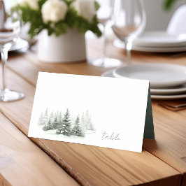 Rustic Winter Wedding Bord Forest Grönt ID1049 Placeringskort