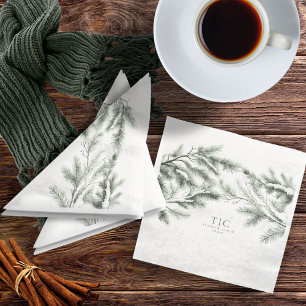 Rustic Winter Wedding Boughs Forest Grönt ID1049 Pappersservett
