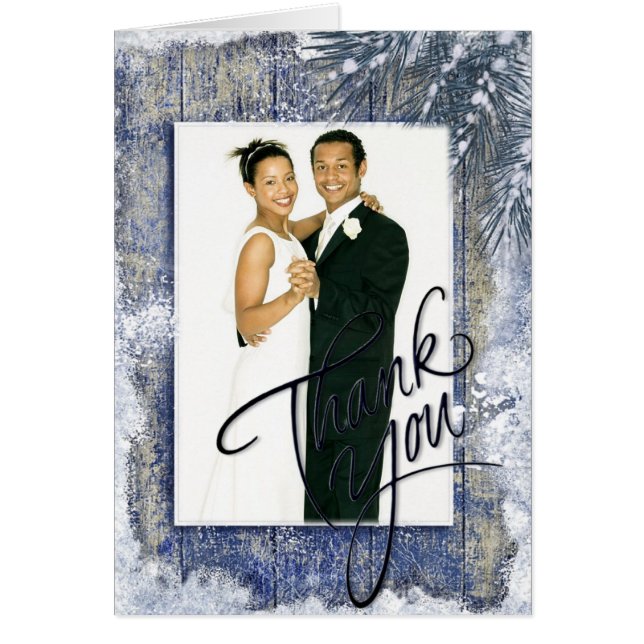 Rustic Winter Wedding Photo Tack OBS Kort (Framsidan)