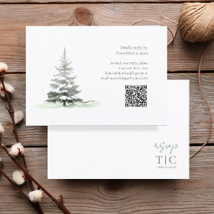 Rustic Winter Wedding QR-kod Forest Grönt ID1049 OSA Kort