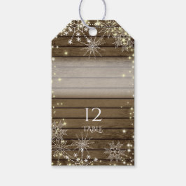 Rustic Winter Wedding Snöflingor Seating Presentetikett