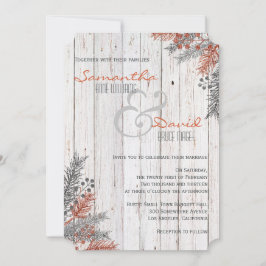Rustic Winter Whitewaschaschade Wood Wedding-inbju Inbjudningar