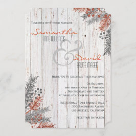 Rustic Winter Whitewaschaschade Wood Wedding-inbju Inbjudningar