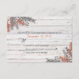 Rustic Winter Whitewashed Wood Bröllop OSA Kort