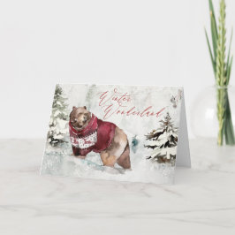 Rustic Winter Wonderland Bear i Snö Kort