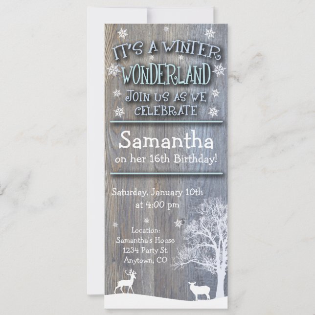 Rustic Winter Wonderland Birthday-inbjudan Inbjudningar (Framsida)