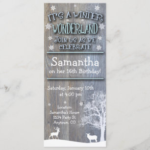 Rustic Winter Wonderland Birthday-inbjudan Inbjudningar