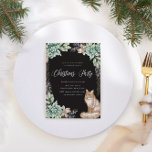 Rustic Winter Wonderland jul Party Inbjudningar<br><div class="desc">Vår "regnskog"-samling har stencilvsvajar i vackra skal av färgad,  grönt och jordtoner som är parade med skogslevande varelser. Illustrationer kombineras med svart bakgrund för att framhäva dem och moderna handskrivna skript. All information är enkel att anpassa och finns i sans serif-teckensnitt.</div>