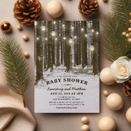 Rustic Winter Wonderland Woodland Träd Baby Shower Inbjudningar