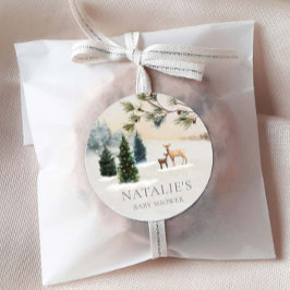 Rustic Winter Woodland Baby Shower Runt Klistermärke