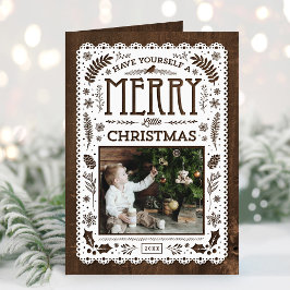 Rustic Winter Woodland Cutout-julfoto Helgkort