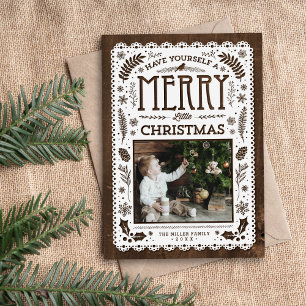 Rustic Winter Woodland Cutout-julfoto Julkort