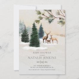 Rustic Winter Woodland Gender Neutral Baby Shower Inbjudningar
