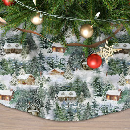 Rustic Winter Woodland Julgransmatta Borstad Polyester