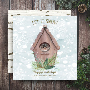 Rustic Winter Woodland Låt det snöa fåglar Julkort