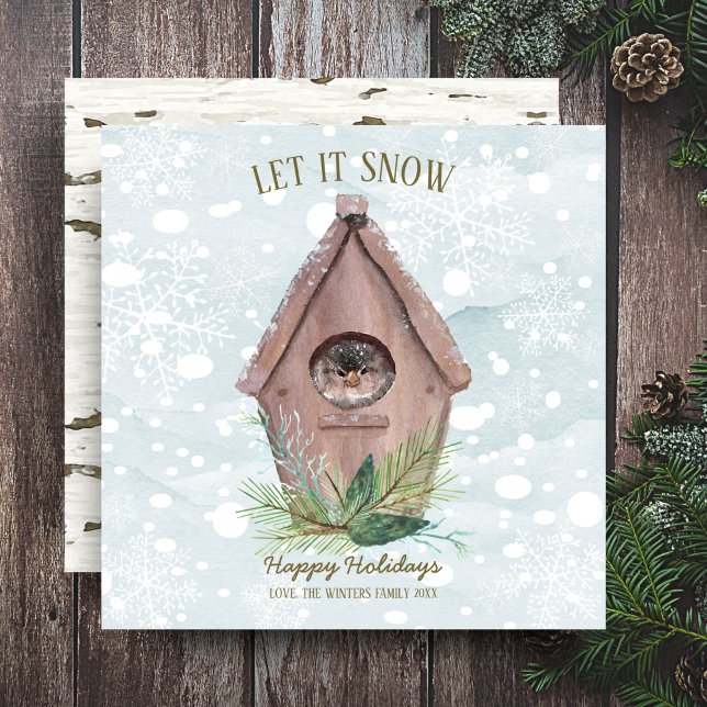 Rustic Winter Woodland | Låt det snöa fåglar Julkort (Skapare uppladdad)