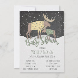 Rustic Winter Woodland Moose and Baby Shower Inbjudningar