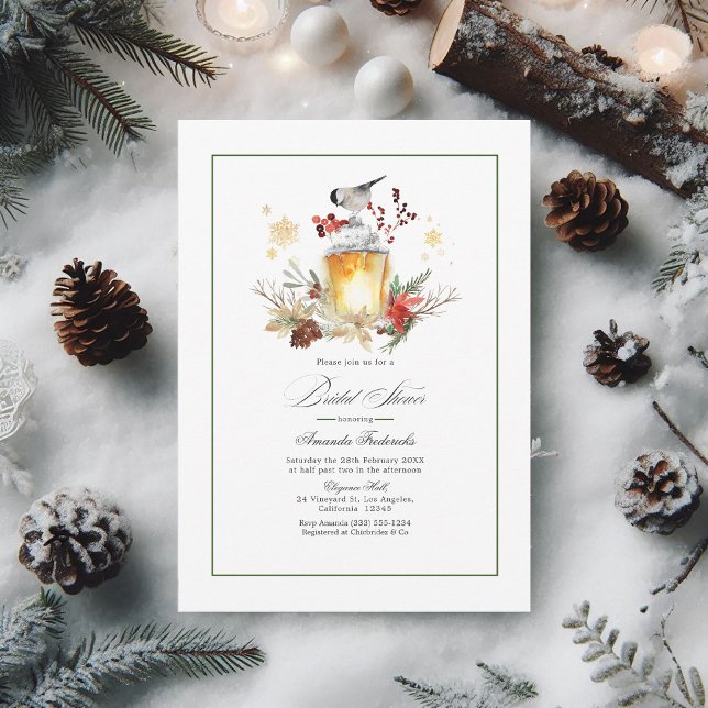 Rustic Winterland Gräs och Spruce Möhippa Inbjudningar (Rustic Winterland Pine and Spruce Bridal Shower Invitation)