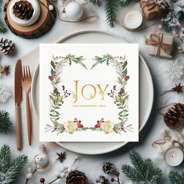 Rustic Winterland Joy jul Party Pappersservett (Rustic Winterland Joy Christmas Party Napkins)