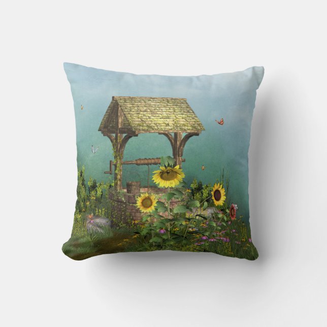 Rustic Wishing well Garden Kudde (Framsida)