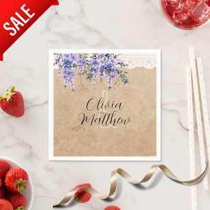 Rustic Wisteria Blommigt Snöre Bröllop Tack Pappersservett